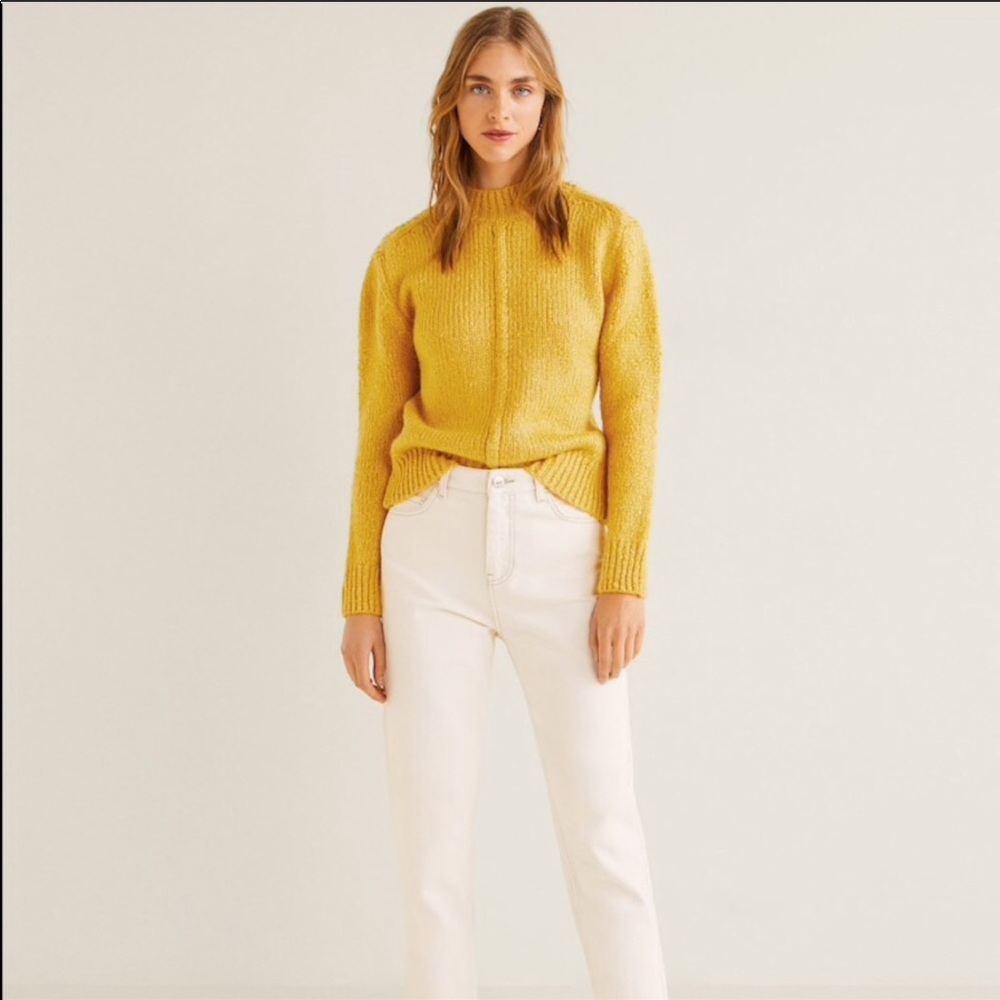 MANGO yellow chunky knit sweater